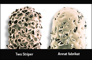 Vanlig diamant vs Two Striper CEM foto som jämför vanlig diamant mot Two Striper.